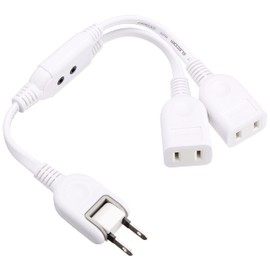 Elecom T-ADR3WH Power Tap, 0.7 ft (0.2 m) AC Adapter Extension Cord, 2 Outlets, Swing Plug, White