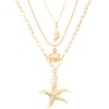 Gold Starfish Pearl Seashell Conch Layered Necklace for Women Bohemian