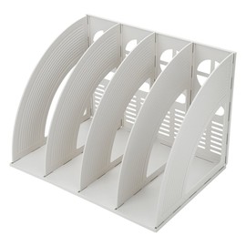 Desk Organiser 4 Compartments Magazine Rack Office Magazine Rack Plastic Sorting Shelf Removable Newspaper Rack Book Stand for Library School Office Home
