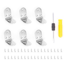 Folding Flip Top Hinge Set, 6Pcs Flip Hinges Round Edge, 180 Degree Zinc Alloy Hinge with Screws, Tray Backflap Hinges with Dual End Screw Driver for Table, Cabinets, Furniture