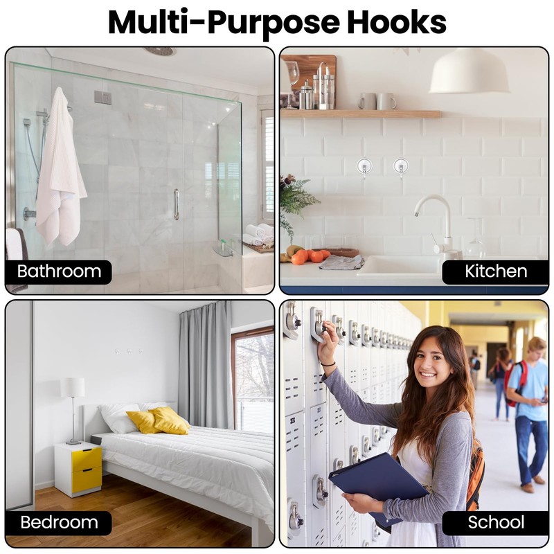 ONLYQIQIU Suction Hooks, Plastic Vacuum Seamless Sucker Hook Heavy Duty