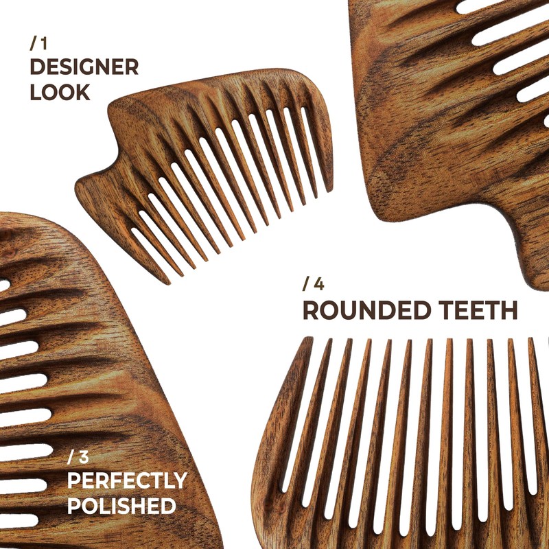 Handmade Wooden Hair Comb - Natural Wood Hair Care, Scalp