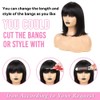 Fereowth 12 Inch Bob with Bangs Wigs for Women Human