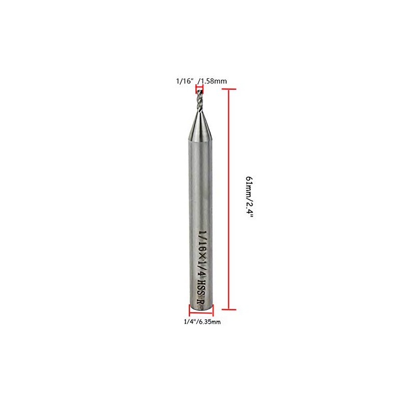 Rannb End Mill Cutter 1/16" Cutting Dia 1/4" Shank Dia