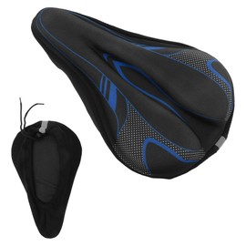 BULLSPANN Fahrradsattelbezug, weiche gepolsterte Fahrradsattelbezüge mit Kordelzug, Sattelbezug für Indoor- und Outdoor-Fahrradfahren, blau