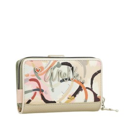 Medium Wallet with Zipper, Elegant Design, Card and Coin Compartment, 15 x 10 x 3 cm, Women's Accessories, Multi-Colour, multicoloured