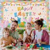 6x3.6ft Happy Easter Banner Cute Easter Bunny Style Backdrop for