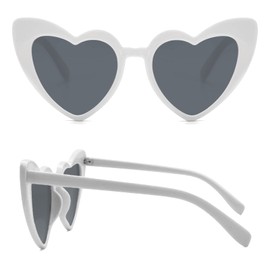 Long Keeper Heart Sunglasses Women - Retro Heart Shaped Sunglasses Colourful Frames UV400 Cute Fancy Funky Heart Glasses for Women Teen Girls