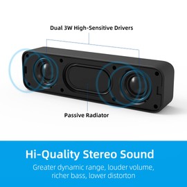 [Upgraded] USB Computer Speakers for PC, Laptop, Desktop, Small External Speakers with Stereo Loud Sound & Enhanced Bass, Mini Sound Bar for Windows/macOS/Chrome OS/Linux