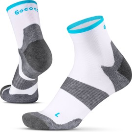 Gococo Technical Cushion Sports and Running Socks, Anti-Bubble Padding, Breathable, Sweat-Wicking for Men and Women, White
