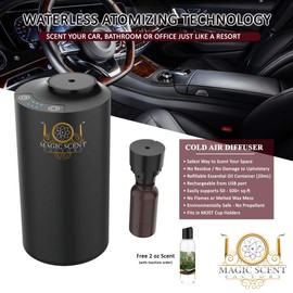 Cold Air Essential Oil Diffuser with Free 2 Oz Park Scent Aromatherapy Automotive Car Smart Scent Machine Atomizing Tech Home Professional Waterless Diffuser (Park Resort - Grand Floridian)