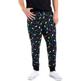 Tipsy Elves Men's String of Lights Joggers - Funny Comfy Sweat Pants for Guys: S