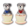 Puppy Love Adorable Teacup Schnauzer Dog Couple Salt Pepper Shaker