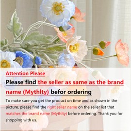 Mythlty Set of 6 Poppies Flowers Artificial Silk Flowers with Long Stems Faux Wildflowers Bouquet for Vases Oil Pastel Style for Wedding Party Indoor Home Office Decor (Gradient Coral)