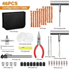 EIIEHX Tire Repair Kit, 46 Piece Heavy Duty Tire Plug Kit, Universal Flat Tire Repair Kit for Cars, Motorcycles, SUVS, RVs, Tubeless Tire Repair Kit