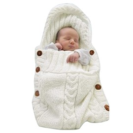XMWEALTHY Newborn Baby Wrap Swaddle Blanket Knit Sleeping Bag Sleep Sack Stroller Wrap for Baby(Beige) (0-6 Month)