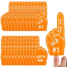 Sinmoe 24 Pcs Mini Foam Finger Baseball Fan Mini Foam Finger, We're #1 Sports Themed Party Supplies for Baseball Hockey Football Basketball Events Team Gifts(Orange)