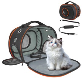 TSA Approved Airline Cat Carrier for Cats & Small Pets up to 12 lbs - 17" x 12.5" x 9" | Portable & Removable - New 2025 for Travel, Car & Vet Visits
