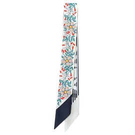 Muaquata Long Floral Skinny Scarf For Women Silk Like Neckerchief Hangbag Handle Hair Head Wraps Belt