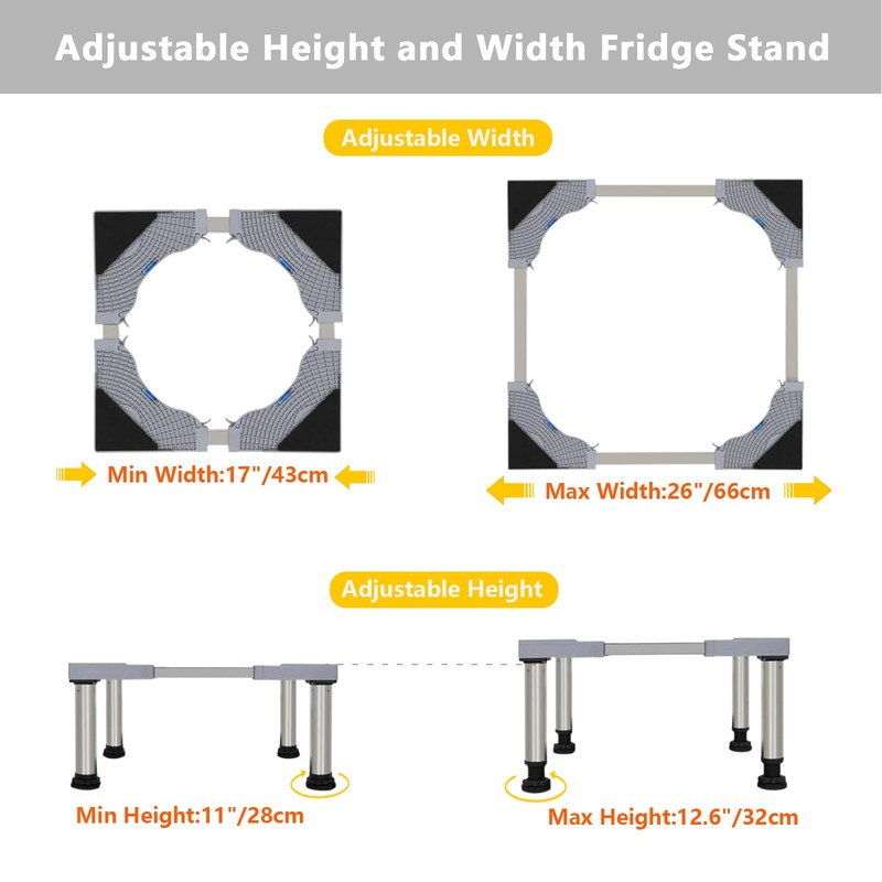 HEYLEAYAR Mini Fridge Stand, Universal Adjustable Washing Machine Stand with