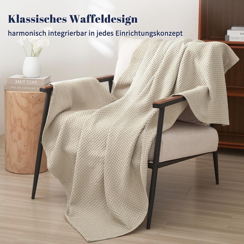 PHF C Waffle Sofa Blanket Linen 130 x 150 cm