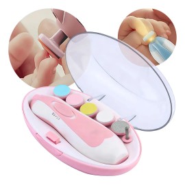 6en1 Lima De Uñas Electrica Kimhi Para Bebes Y Adultos Con Luz Led 6 Cabezales Cortauñas Electrico Portatil 2 Velocidades Silencioso Con Estuche Color Rosa