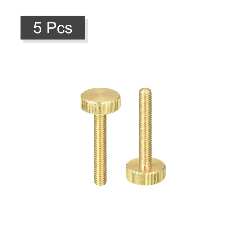 sourcing map Knurled Thumb Screws, M4x25mm Flat Brass Bolts Grip