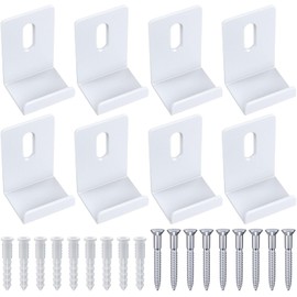 Difenni Metal Mirror Clips 3/4 Inch Wide Channel Mirror Clips Heavy Mirror for Frameless Mirror Clips Wall Mounting Hanger for Mirror Tile Picture Frame Metal Mirror Holder Kit 8 Pieces (White)