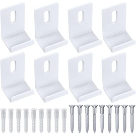 Difenni Metal Mirror Clips 3/4 Inch Wide Channel Mirror Clips Heavy Mirror for Frameless Mirror Clips Wall Mounting Hanger for Mirror Tile Picture Frame Metal Mirror Holder Kit 8 Pieces (White)
