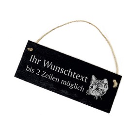 Door Sign with Kitten Cat Design Engraved Slate 22 x 8 cm