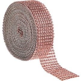 Chuangdi 10 Yard Acrylic Rose Gold Rhinestone Ribbon 8 Row Diamond Ribbon for Wedding Cakes, Birthday Decorations, Baby Shower Events and Arts and Crafts Projects(8 Row,Rose Gold)