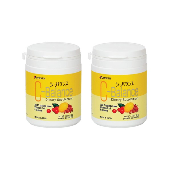 Umeken C-Balance High Potency Vitamin C - Chewable, Contains Antioxidants, Citric Acid, Gamma-linolenic Acid (130g), 3 Months Supply, Pack of 2