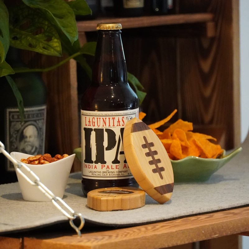 40YARDS American Football Bottle Opener Made of Bamboo & Steel