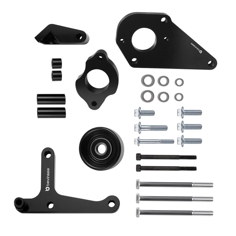 Bevinsee LS Power Steering Pump Alternator Low Mount Bracket Compatible