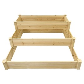 Panacea 82203 Cedar Three-Tiered Stair Step Garden Bed, 4'L x 4'W
