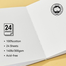 Lightwish Watercolour Journal, 100% cotton Cold Press Watercolor Paper,140lb/300gsm Acid-free, 24 Sheets 5.12x7.48” Sketchbook for Adults, Student