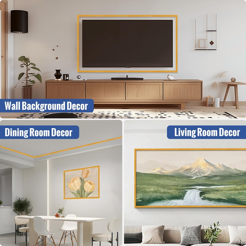 KIJOU 0.79 inch x65.6ft Gold Peel and Stick Crown Molding