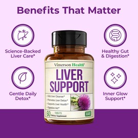 Vegan Liver Cleanse Detox & Repair – Herbal Liver Support Supplement w/ Silymarin Milk Thistle, Zinc, Dandelion Root & Artichoke Extract for Enzyme Support, Energy & Healthy Digestion. 60 Tablets