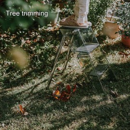 Acrylic Transparent 3 Ladder Step Stool L 44x W 52x H63cm Folding Step Stool Load 150 Kg Kitchen Household Ladder with Wider Non-Slip Treads Electroplated Silver Iron Frame Household Stool