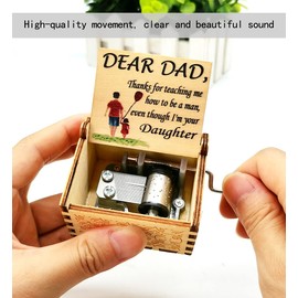 Micteney Daughter to dad music box,Dad music box Wooden,you are my sunshine music box daughter to dad,Daughter to dad gifts/present (Daughter to dad)