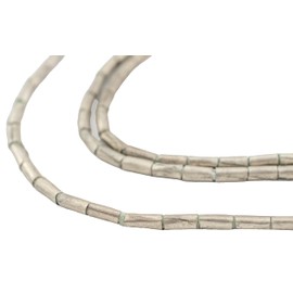 TheBeadChest White Metal Tube Ethiopian Beads (7x3mm): Full Strand of African Metal Spacers for DIY Jewelry Making