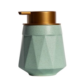 Luxflowing Ceramic Foaming Hand Soap Dispenser with Pump, Featuring Artistic Geometric Shapes, a Refillable Liquid Dispenser for Kitchen and Bathroom Countertops (Green)