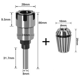 Gasea 8mm Shank ER16 Router Collet Extension Rod Collect Chucks Adapter with 8mm Spring Collet Set for CNC Milling Lathe Tool