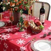 Round Christmas Tablecloth Winter Table Cloth with Snowflake Decorations, Heavy