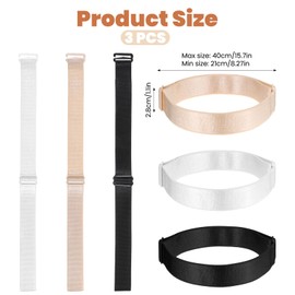 Grevosea 3 Pcs Bra Strap Holders for Slipping, Bra Clips to Make Racerback Adjustable Elastic Bra Strap Clips to Keep Bra Straps in Place (Black, White, Skin Color)