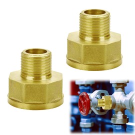 HORREX Pack of 2 Brass Reducer Extension 1 Inch to 1/2 Inch Brass Fitting Reducer Extension Double Nipple Male Female Female Socket Nipple Reduces 1 Inch to 1/2 Inch Reduction 1 Inch to 1/2 Inch