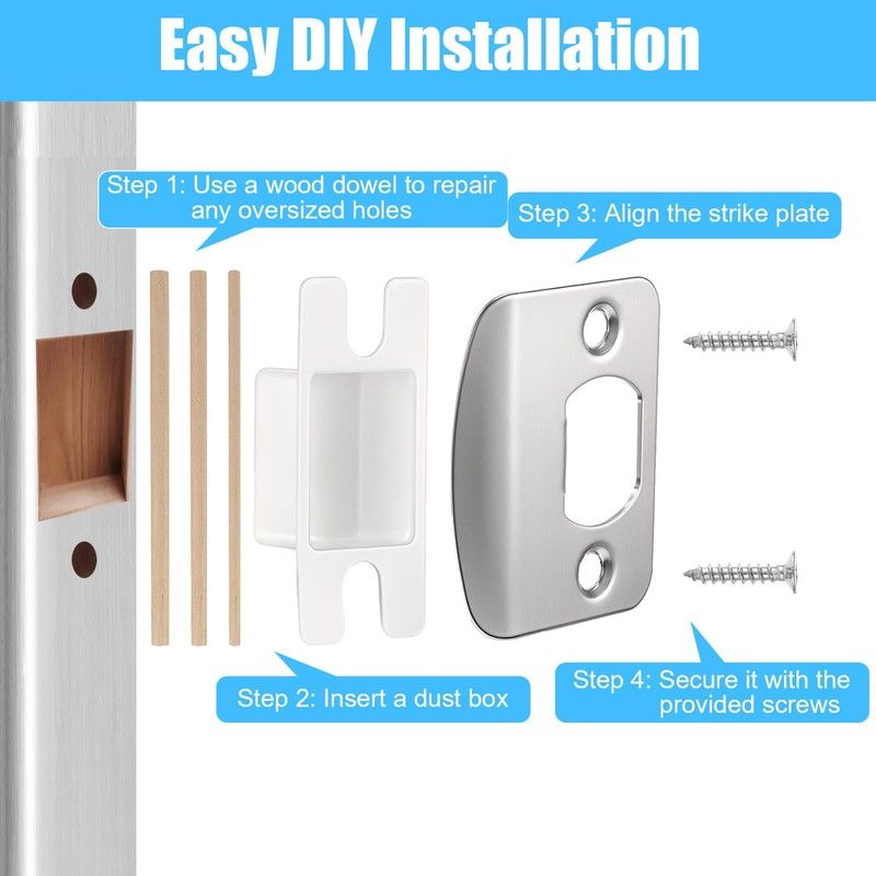 12 Pack Door Strike Plate Repair Kit - Stainless Steel