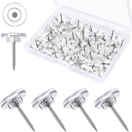 Zimoer 100 transparent drawing pins, push pins and push pins, large drawing pins, large, drawing pins, colourless, tacking pins, transparent, drawing nails, large, suitable for