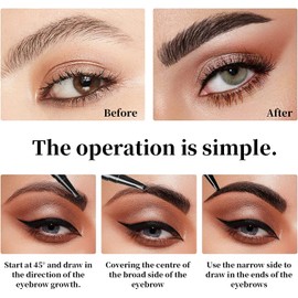 Eyebrow Pencil Eyebrow Microblading Pen, Eyebrow Makeup Micro 4 Point Brow Pen, Long-Lasting, Waterproof Brow Pen, Creating Natural Looking Brows Effortlessly (Dark Brown)