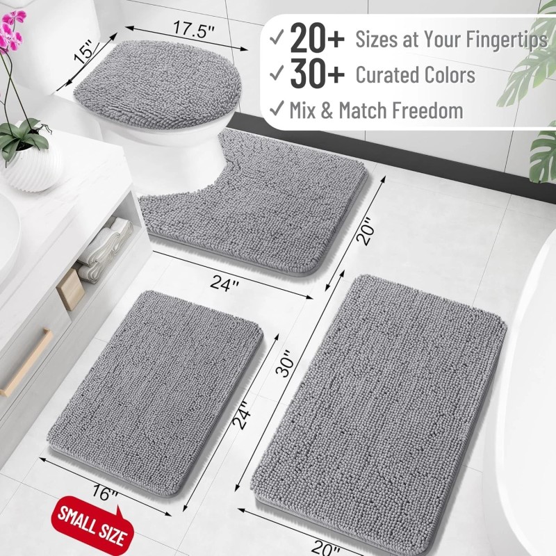 OLANLY Bathroom Rugs 30x20 Extra Soft Absorbent Chenille Bath Rugs